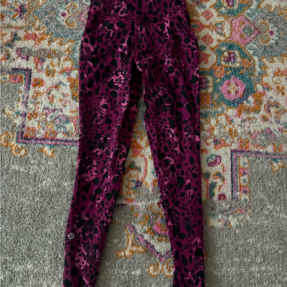 Purple Leopard Print Lululemon leggings 23in